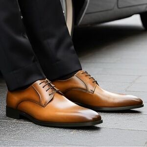 Gifennse Cognac Brown Leather Oxfords